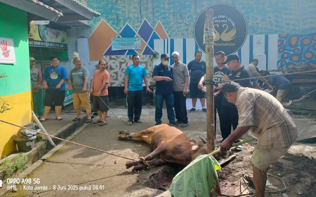 Semangat Qurban Warnai SMP Negeri 1 Kota Jambi: 4 Ekor Sapi, 28 Nama Pengqurban, dan Kebersamaan Penuh Makna